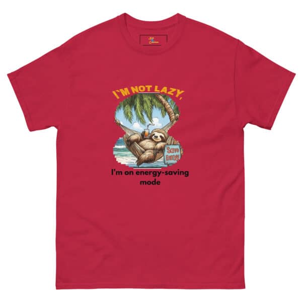 'I'm Not Lazy, I'm on Energy Saving Mode' Sloth Hammock T-Shirt - Image 2