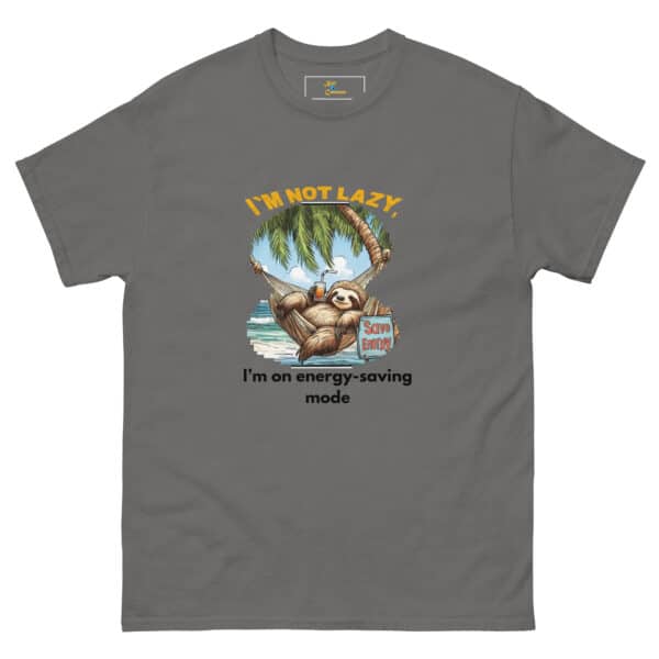 'I'm Not Lazy, I'm on Energy Saving Mode' Sloth Hammock T-Shirt - Image 4