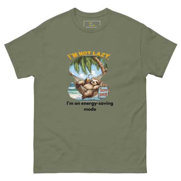 'I'm Not Lazy, I'm on Energy Saving Mode' Sloth Hammock T-Shirt - Image 5