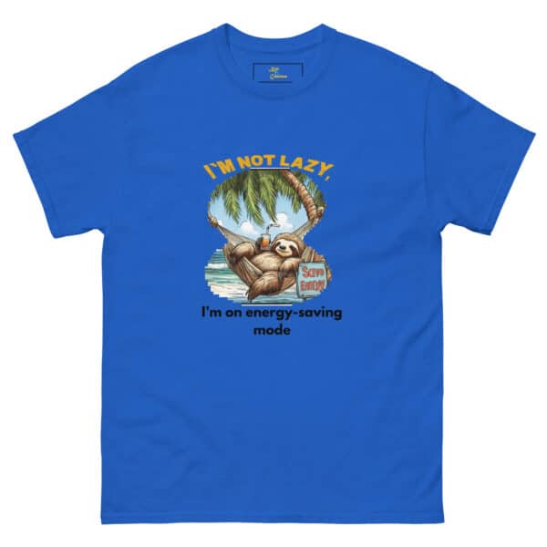 'I'm Not Lazy, I'm on Energy Saving Mode' Sloth Hammock T-Shirt - Image 3