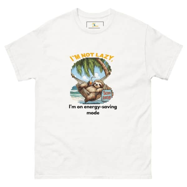 'I'm Not Lazy, I'm on Energy Saving Mode' Sloth Hammock T-Shirt - Image 12