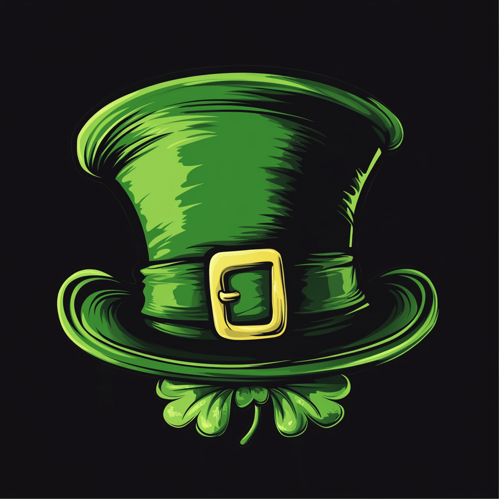St Patrick's Day Hat with Shamrocks Peeking From under the Brim