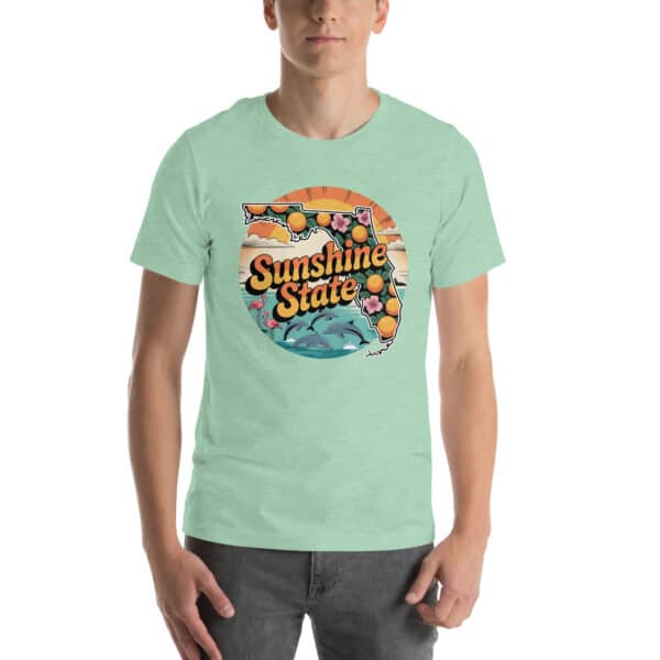 Sunshine State Retro Florida Map Tee – Oranges, Hibiscus & Coastal Wildlife - Image 3