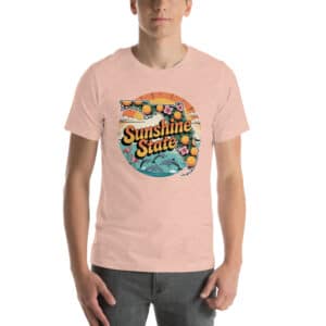 Sunshine State Retro Florida Map Tee – Oranges, Hibiscus & Coastal Wildlife
