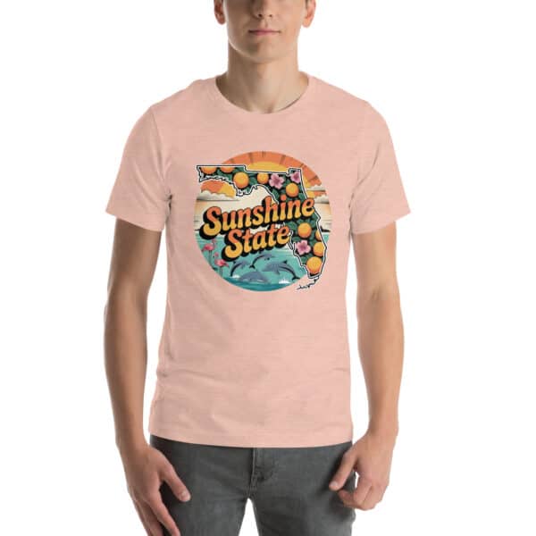 Sunshine State Retro Florida Map Tee – Oranges, Hibiscus & Coastal Wildlife